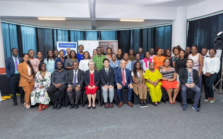 Group photo during the Developing Essential Digital Skills for Women and Youth in Africa: Enhancing Employment Opportunities and Livelihood Development in the Digital Economy” training programme closing ceremony